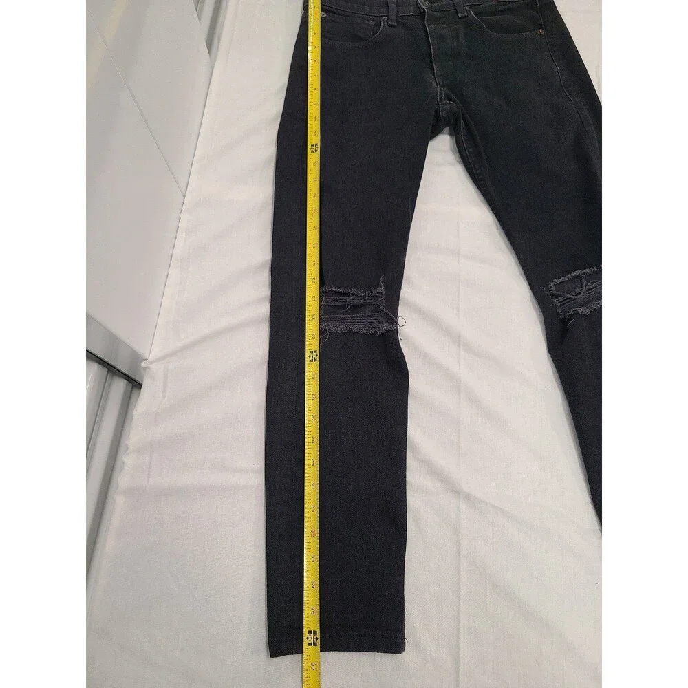 rag & bone New York Fit 1 Extra Slim Black Holes Distressed Jeans Men's Size 30